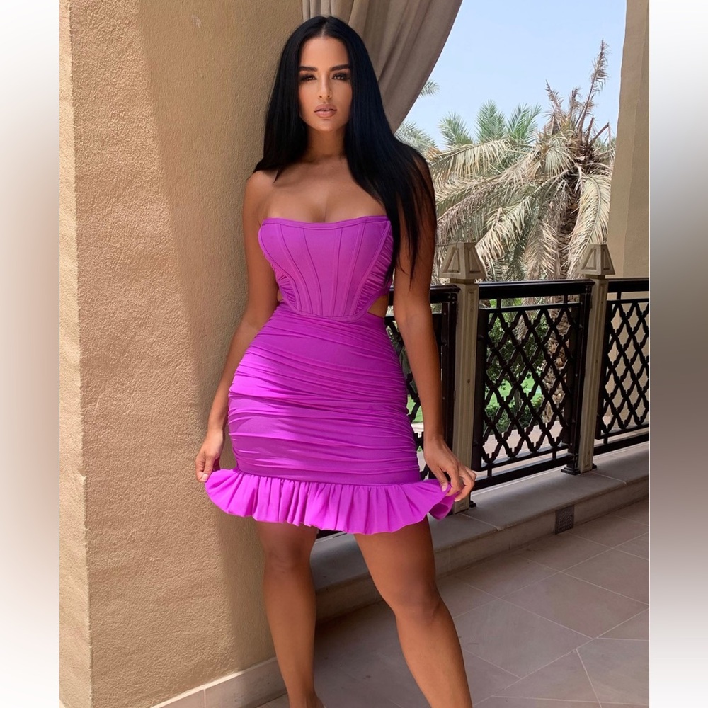Fashion Nova bandage mini dress, purple, extra large new with tags